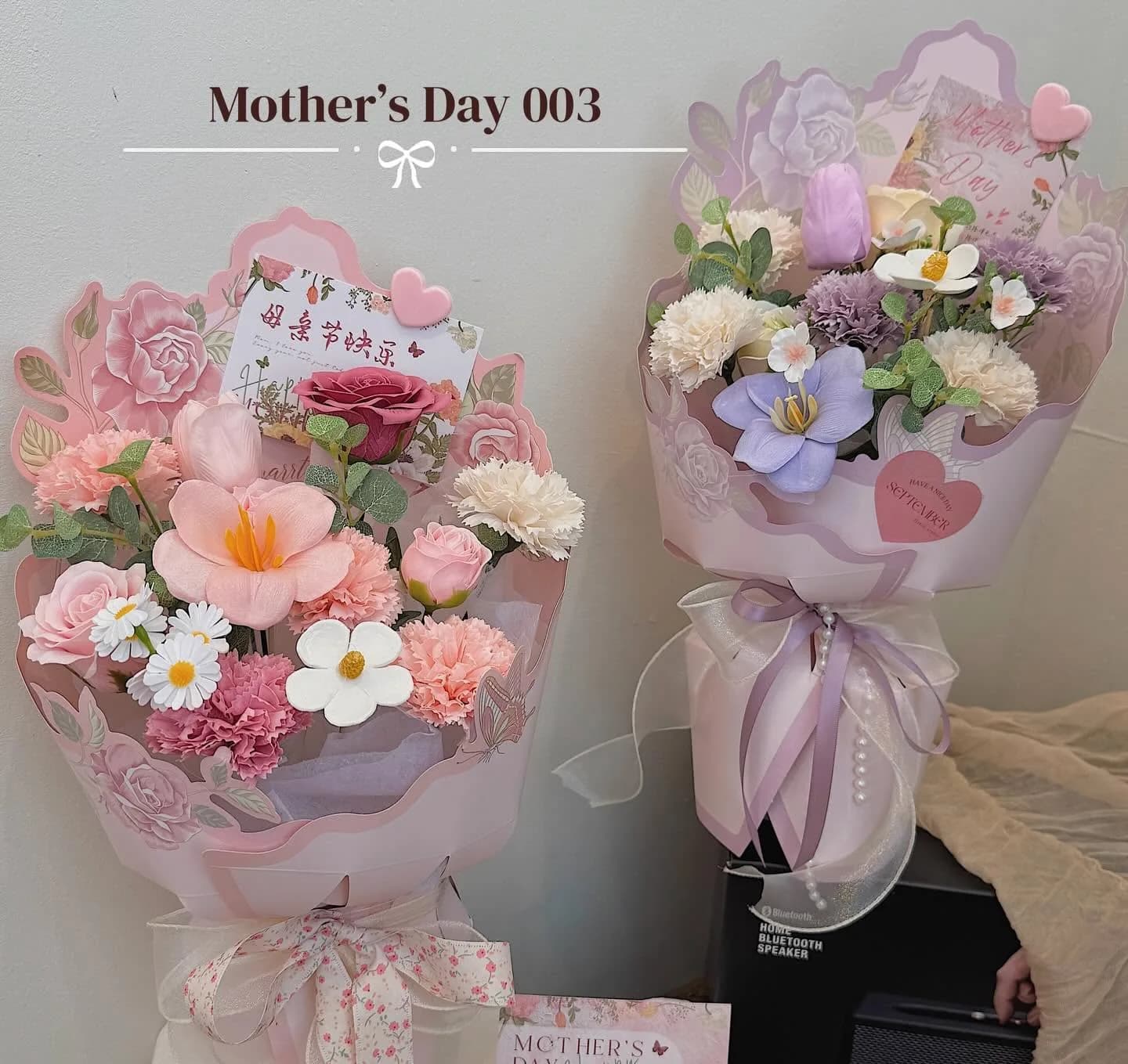 Mother's Day 003 — Carnations, roses, ranunculus in pink and lavender