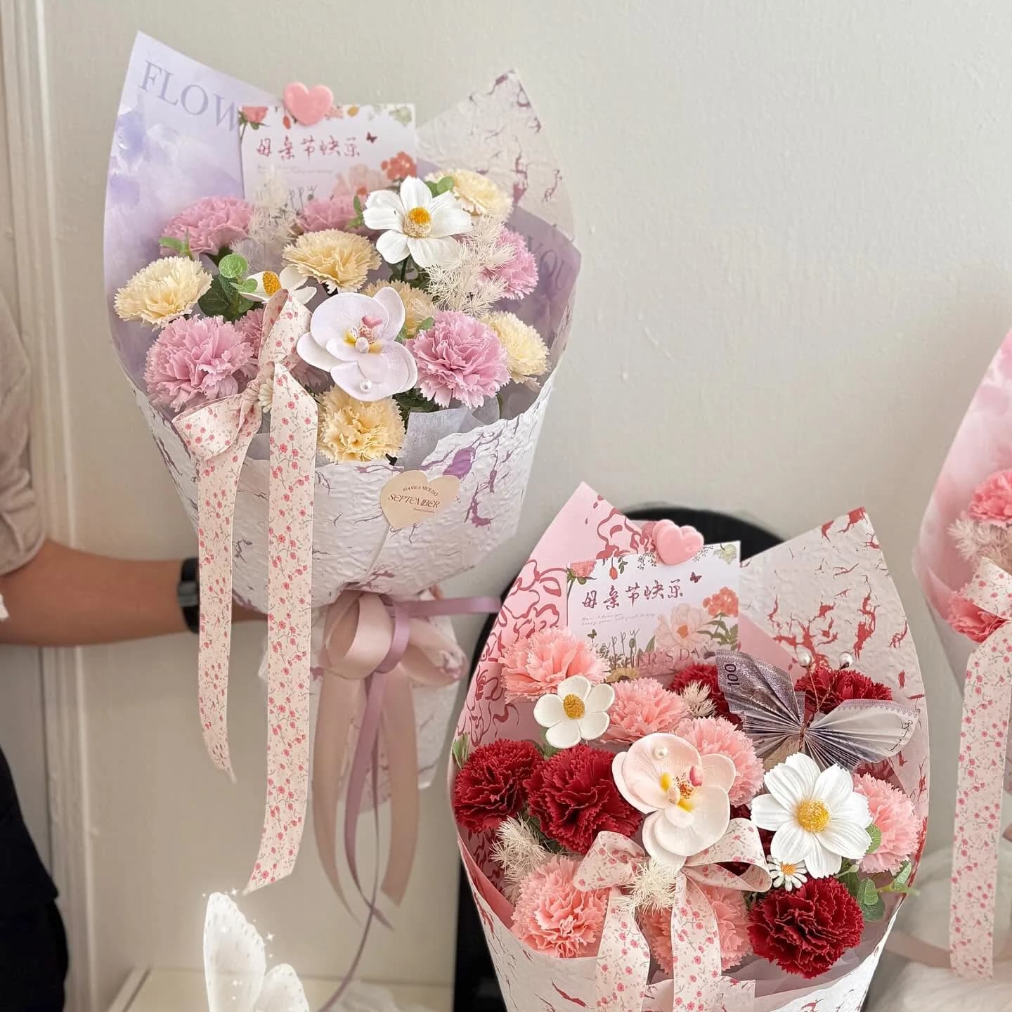 Mother's Day — Blush Duo — Carnations, daisies, roses in blush and coral